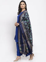 Thumbnail for Jompers Women Royal-Blue Solid Kurta with Palazzos & Art-Silk Printed Dupatta - Distacart