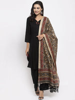 Thumbnail for Jompers Women Black & Red Solid Kurta with Palazzos & Printed Dupatta - Distacart