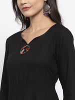 Thumbnail for Jompers Women Black & Red Solid Kurta with Palazzos & Beige-Red Printed Dupatta - Distacart