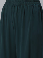 Thumbnail for Jompers Women Green & Golden Solid Kurti with Sharara & Woven Design Dupatta - Distacart