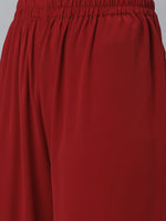 Thumbnail for Jompers Women Maroon & Golden Solid Kurti with Sharara & Woven Design Dupatta - Distacart