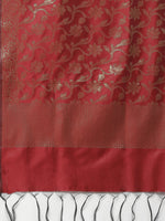 Thumbnail for Jompers Women Maroon & Golden Solid Kurti with Sharara & Woven Design Dupatta - Distacart