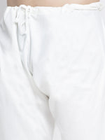 Thumbnail for Jompers Men's Solid White Cotton Kurta Payjama with Geometric Waistcoat(Purple) - Distacart