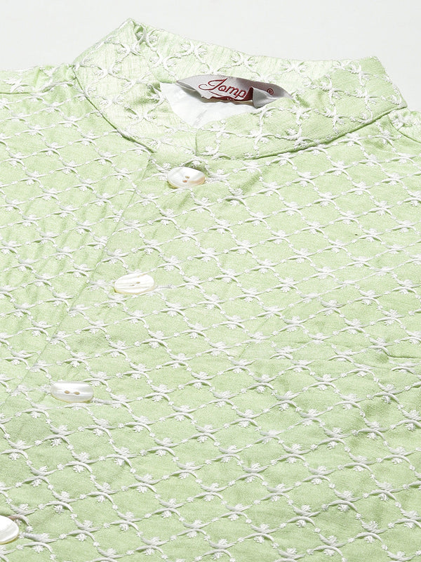 Jompers Men's Embroidered Nehru Jacket & Kurta Pyjama (Green ) - Distacart