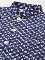 Thumbnail for Jompers Men's Embroidered Nehru Jacket & Kurta Pyjama ( Navy ) - Distacart