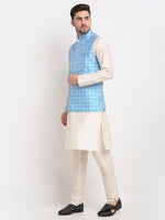 Thumbnail for Jompers Men's Ikat Print Nehru Jacket & Kurta Pyjama - Distacart