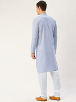 Thumbnail for Jompers Men's Beautiful Blue Cotton Solid Kurta Only
