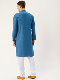 Thumbnail for Jompers Men's peacock Cotton Solid Kurta Only