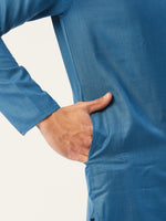 Thumbnail for Jompers Men's peacock Cotton Solid Kurta Only