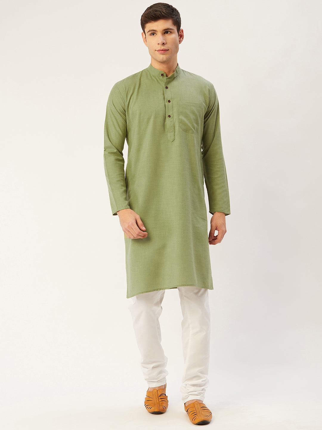 Jompers Men's Pista Cotton Solid Kurta Pyjama