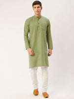 Thumbnail for Jompers Men's Pista Cotton Solid Kurta Pyjama