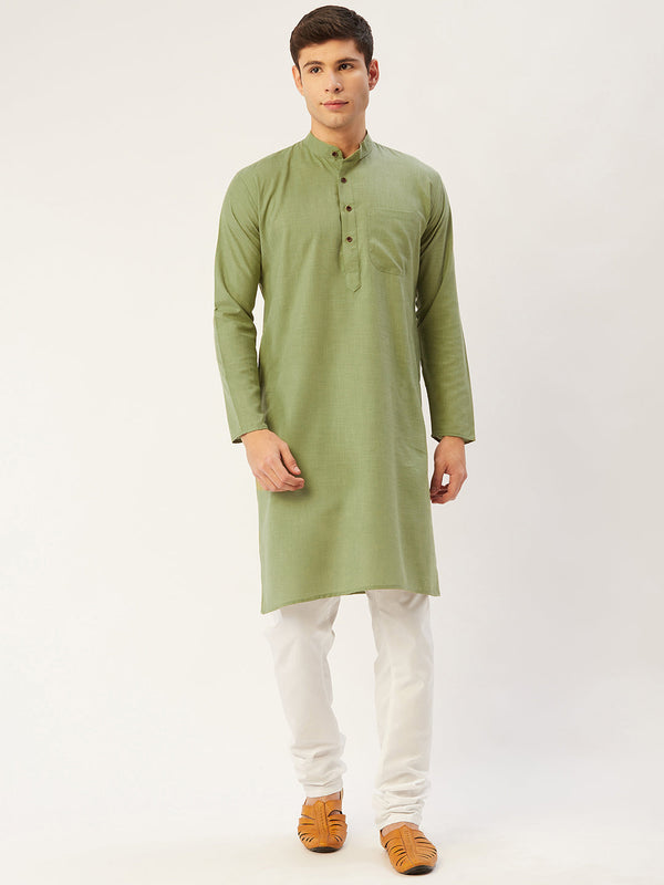 Jompers Men's Pista Cotton Solid Kurta Pyjama