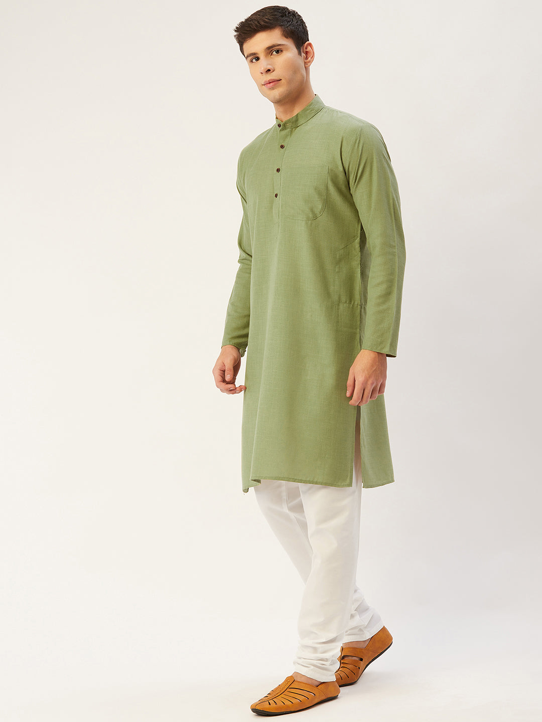 Jompers Men's Pista Cotton Solid Kurta Pyjama