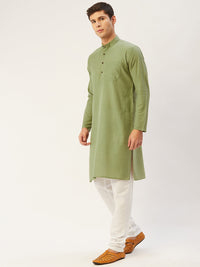 Thumbnail for Jompers Men's Pista Cotton Solid Kurta Only