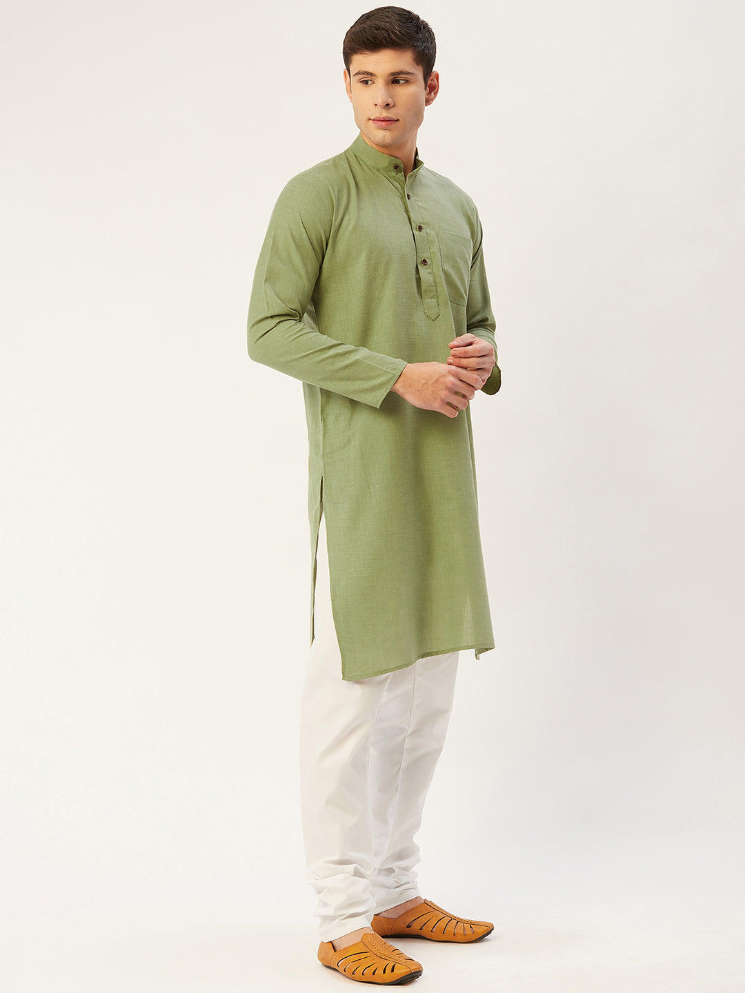 Jompers Men's Pista Cotton Solid Kurta Pyjama