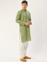Thumbnail for Jompers Men's Pista Cotton Solid Kurta Pyjama