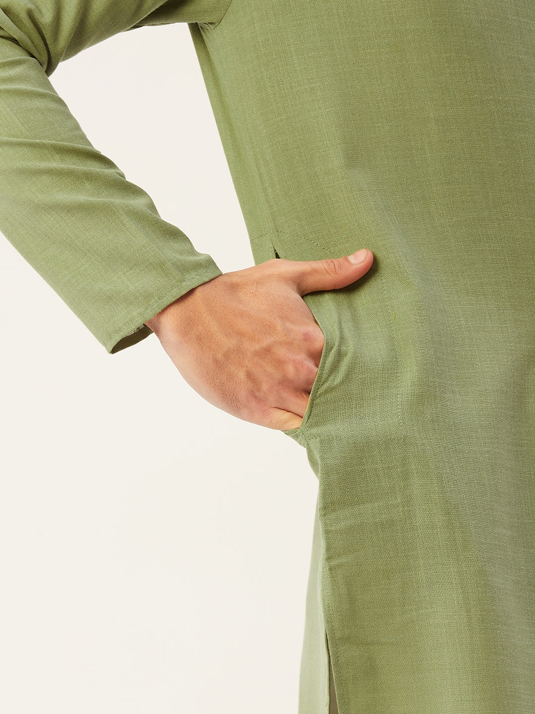 Jompers Men's Pista Cotton Solid Kurta Only