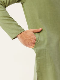 Thumbnail for Jompers Men's Pista Cotton Solid Kurta Only