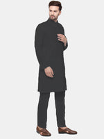 Thumbnail for Jompers Men's Black Solid Cotton Kurta Only
