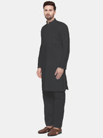 Thumbnail for Jompers Men's Black Solid Cotton Kurta Payjama Set