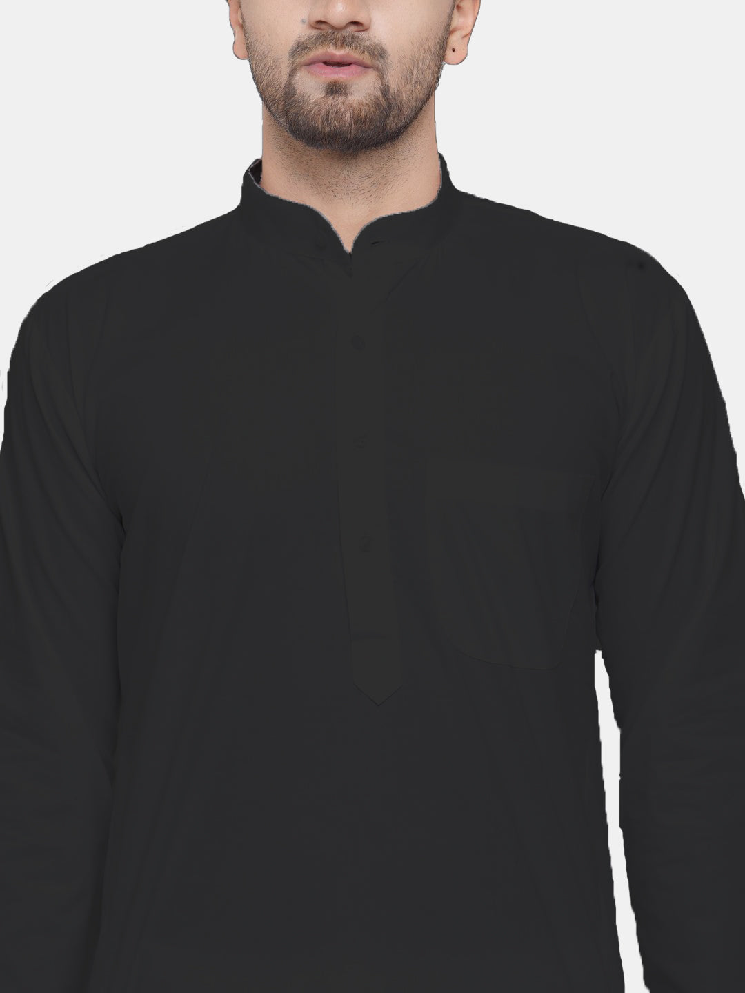 Jompers Men's Black Solid Cotton Kurta Payjama Set