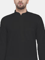 Thumbnail for Jompers Men's Black Solid Cotton Kurta Payjama Set