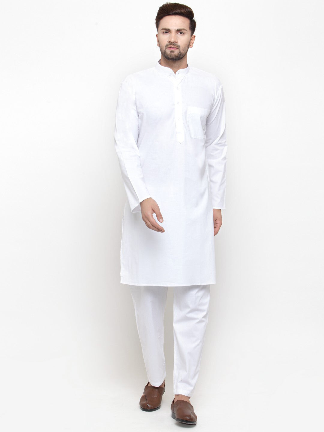 Jompers Men White Solid Kurta with Pyjamas - Distacart