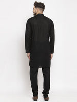 Thumbnail for Jompers Men Black Chikan Kurta with Churidar - Distacart