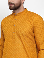 Thumbnail for Jompers Men Mustard Chikan Kurta with Churidar - Distacart
