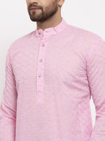 Thumbnail for Jompers Men Pink Chikan Kurta Only - Distacart