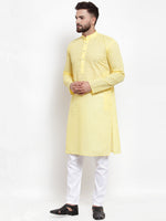 Thumbnail for Jompers Men Yellow Chikan Kurta with Churidar - Distacart