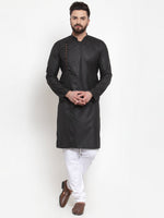 Thumbnail for Jompers Men Black Solid Kurta Only - Distacart
