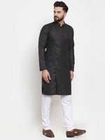 Thumbnail for Jompers Men Black Solid Kurta with Churidar - Distacart