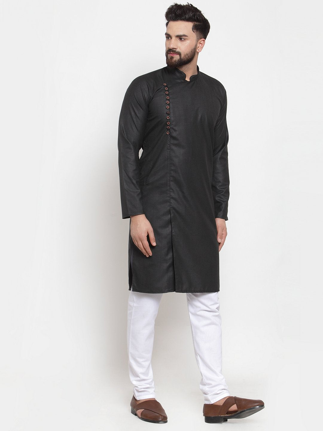 Jompers Men Black Solid Kurta Only - Distacart