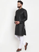 Thumbnail for Jompers Men Black Solid Kurta Only - Distacart
