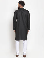 Thumbnail for Jompers Men Black Solid Kurta with Churidar - Distacart
