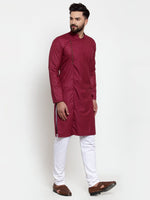 Thumbnail for Jompers Men Maroon Solid Kurta with Churidar - Distacart