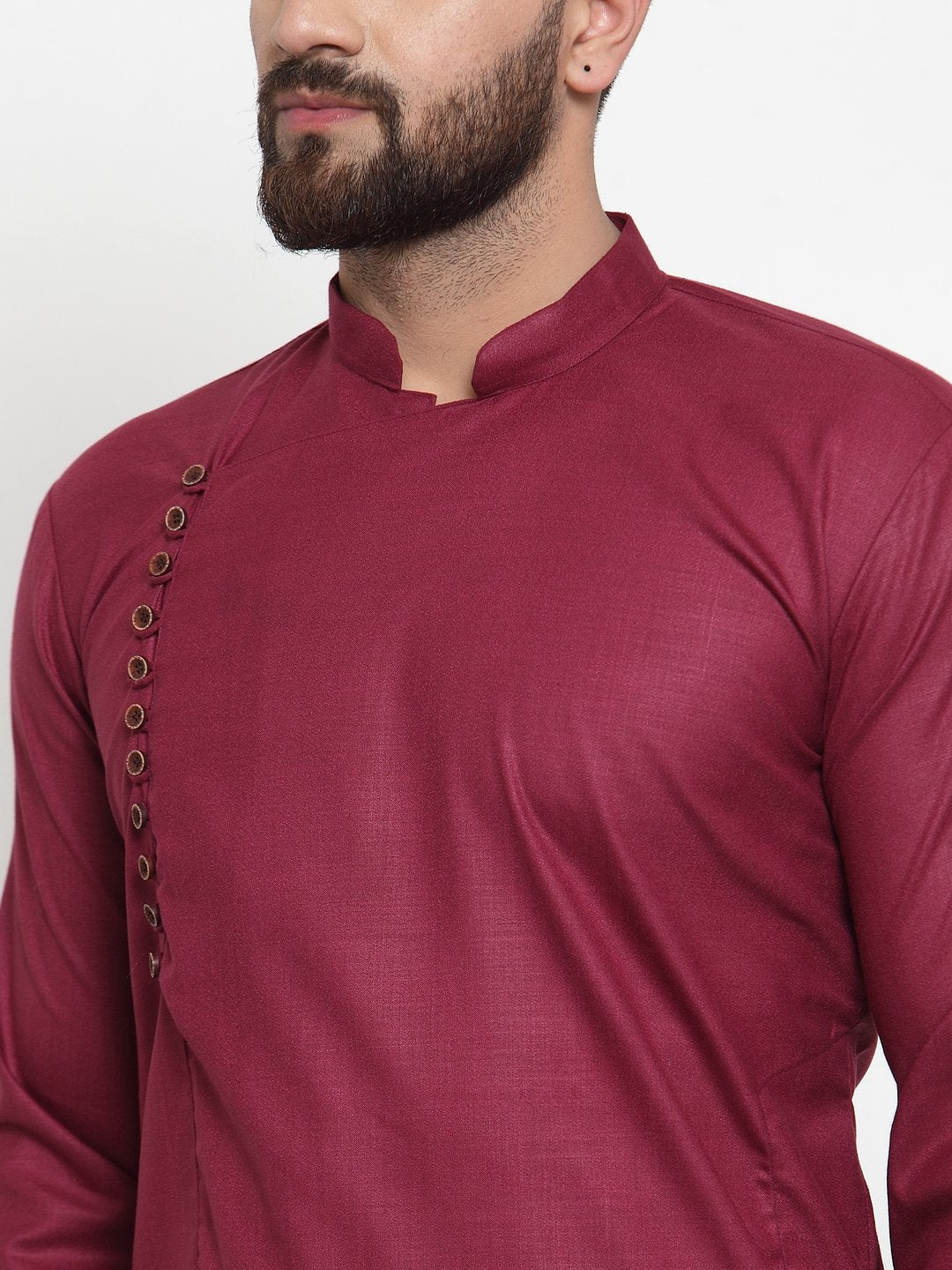 Jompers Men Maroon Solid Kurta Only - Distacart