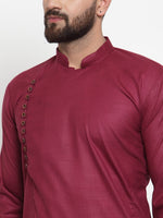 Thumbnail for Jompers Men Maroon Solid Kurta Only - Distacart