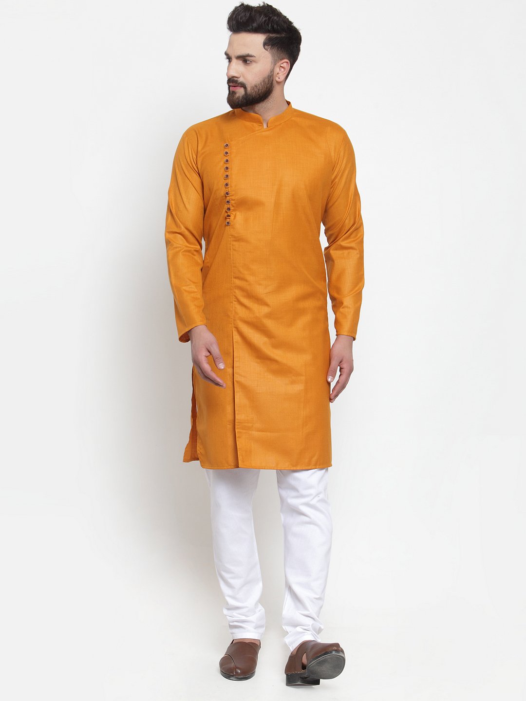 Jompers Men Mustard Solid Kurta Only - Distacart