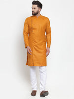 Thumbnail for Jompers Men Mustard Solid Kurta Only - Distacart
