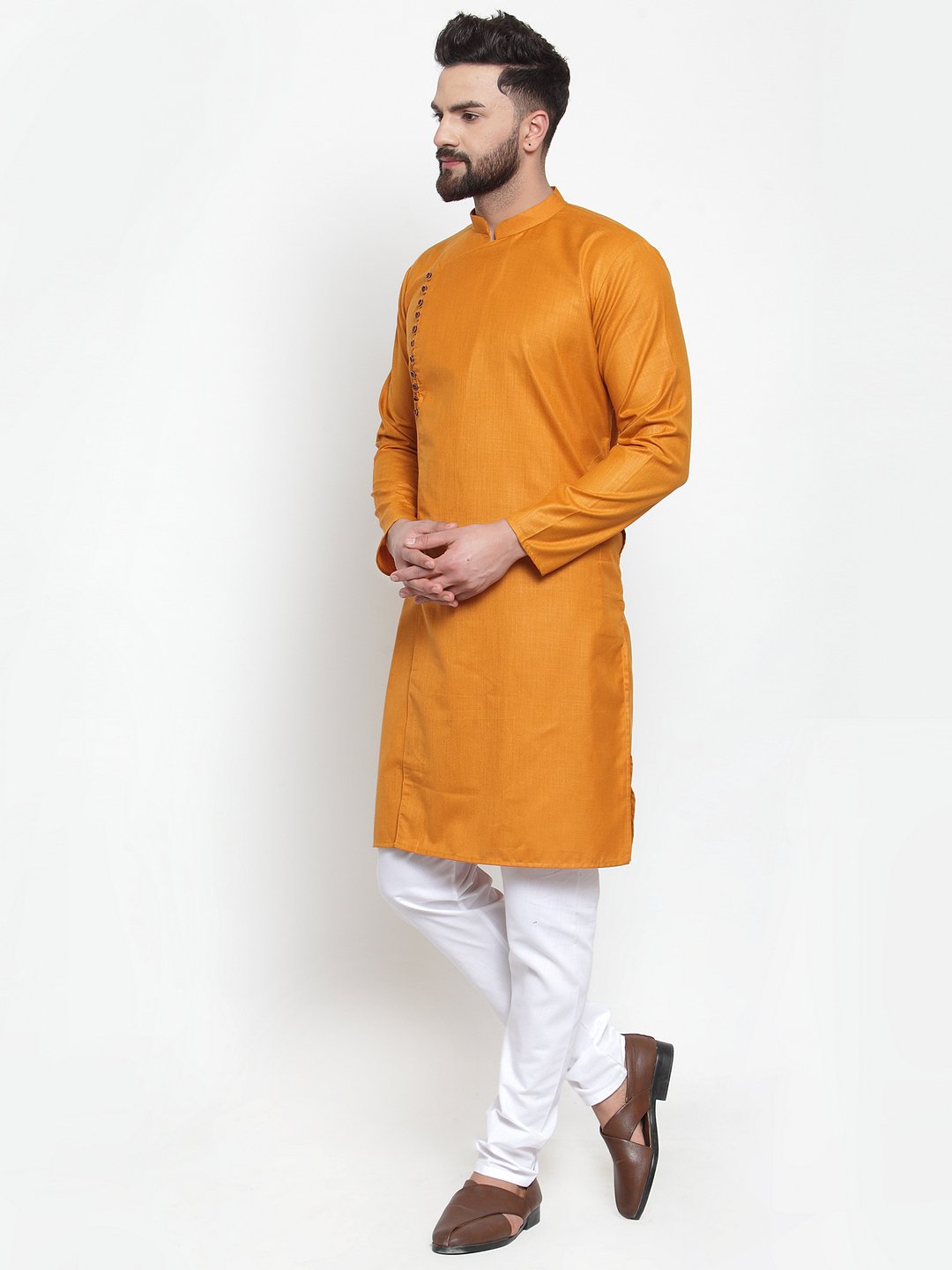 Jompers Men Mustard Solid Kurta Only - Distacart