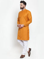 Thumbnail for Jompers Men Mustard Solid Kurta Only - Distacart