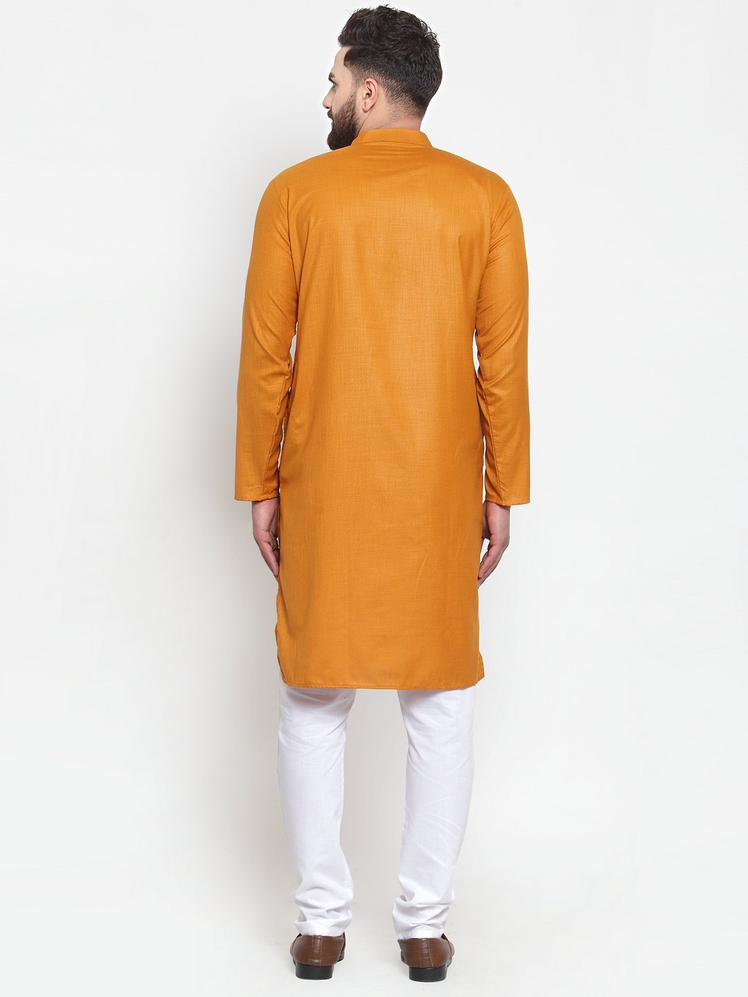 Jompers Men Mustard Solid Kurta Only - Distacart