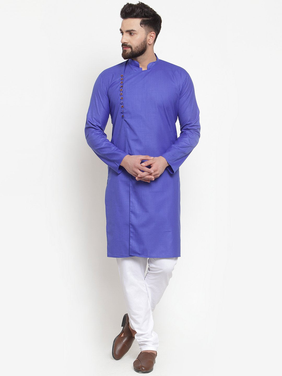 Jompers Men Royal-Blue Solid Kurta Only - Distacart