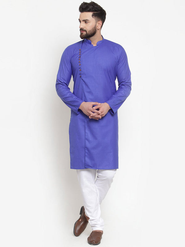 Jompers Men Royal-Blue Solid Kurta Only - Distacart