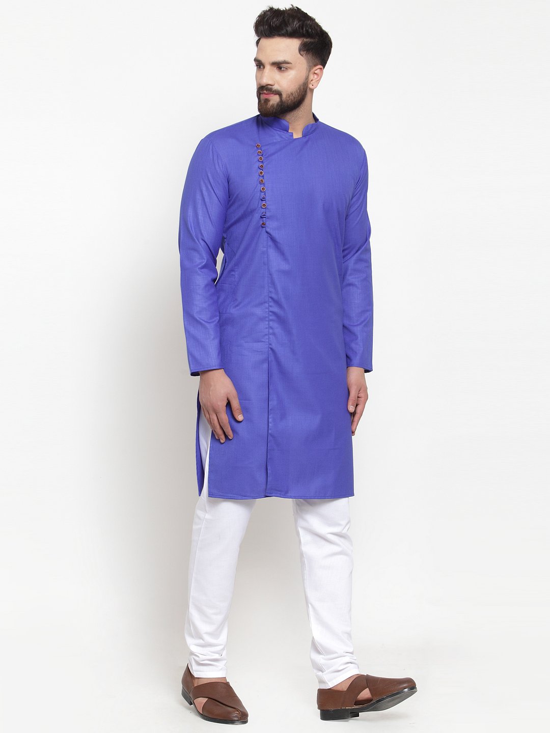 Jompers Men Royal-Blue Solid Kurta with Churidar - Distacart