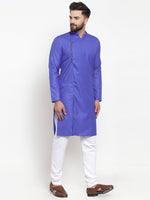 Thumbnail for Jompers Men Royal-Blue Solid Kurta with Churidar - Distacart