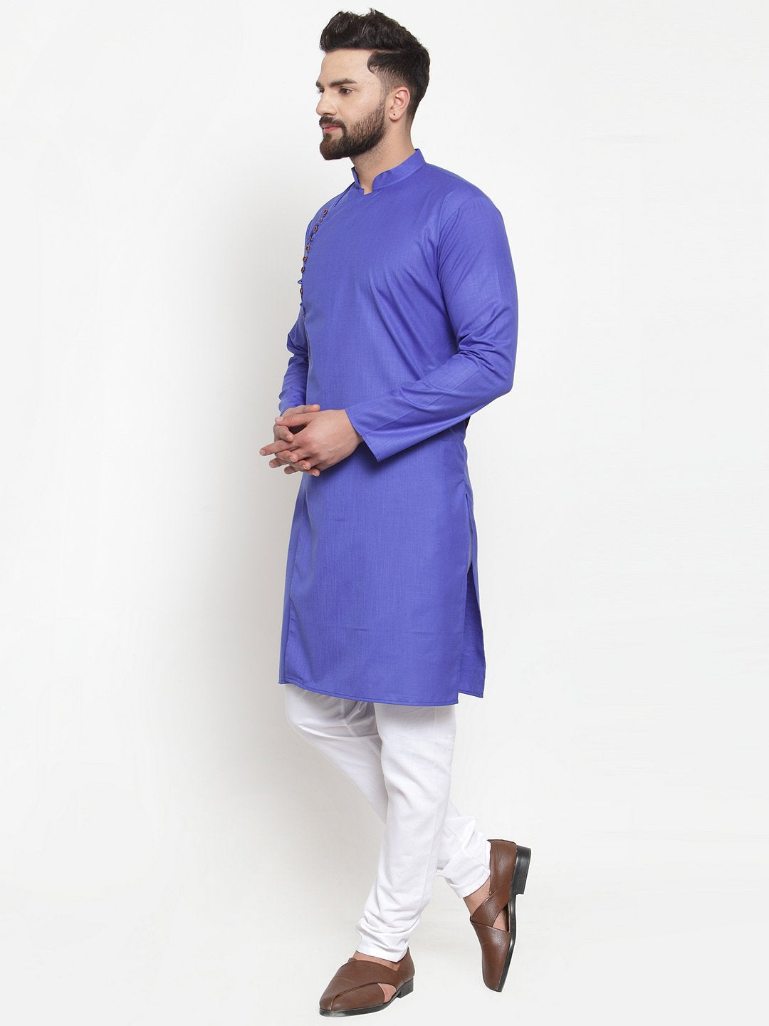 Jompers Men Royal-Blue Solid Kurta with Churidar - Distacart