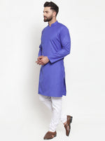 Thumbnail for Jompers Men Royal-Blue Solid Kurta with Churidar - Distacart
